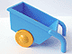 Duplo Wheelbarrow with Yellow Wheels in Medium Blue