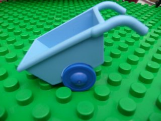 Duplo Wheelbarrow with Blue Wheels in Medium Blue