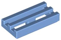Tile Special 1 x 2 Grille with Bottom Groove in Medium Blue