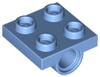 Plate Special 2 x 2 with 1 Pin Hole [Split Underside Ribs] in Medium Blue