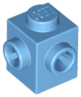 Brick Special 1 x 1 with Studs on 2 Adjacent Sides in Medium Blue