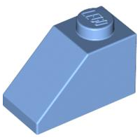 Brick Sloped 45° 2 x 1 with Bottom Pin in Medium Blue