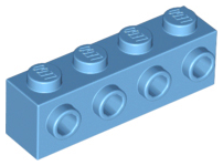Brick Special 1 x 4 with 4 Studs on One Side in Medium Blue