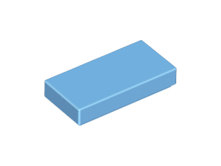 Tile 1 x 2 with Groove in Medium Blue