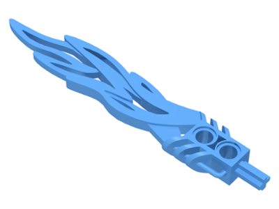 Large Figure Weapon Sword, Toa Flame 2 x 12 with Two Holes in Medium Blue
