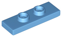 Plate Special 1 x 3 with 2 Studs with Groove and Inside Stud Holder (Jumper) in Medium Blue
