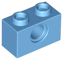 Technic Brick 1 x 2 [1 Pin Hole] in Medium Blue