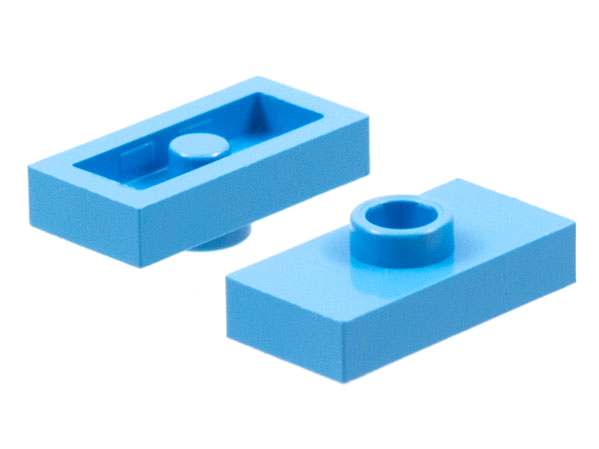 Plate Special 1 x 2 with 1 Stud without Groove (Jumper) in Medium Blue