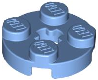 Plate Round 2 x 2 with Axle Hole Type 1 (+ Opening) in Medium Blue