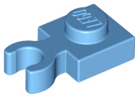 Plate Special 1 x 1 with Clip Vertical [Thick Open O Clip] in Medium Blue