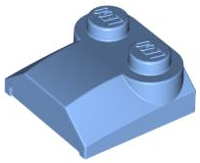 Brick Curved 2 x 2 x 2/3 Two Studs and Lip End in Medium Blue