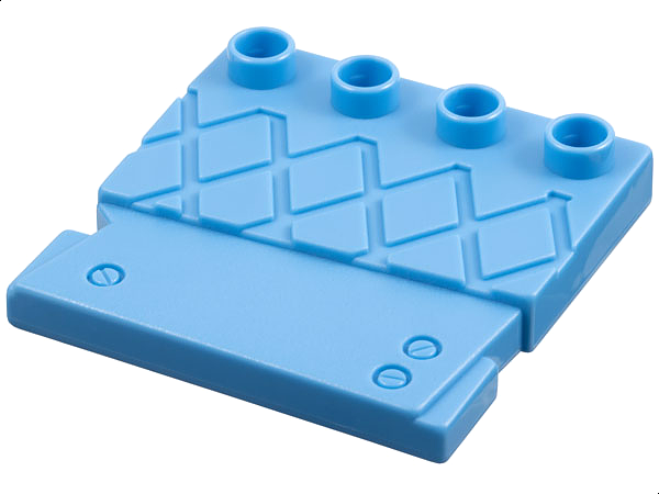 Duplo Tile, Modified 4 x 4 Studs on Edge and Groove Lines (Staircase Step) in Medium Blue