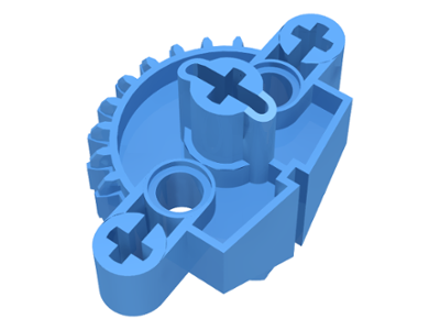 Large Figure Skeletal, Torso, Gear 9 Tooth with 3 Axle Holes and 2 Holes (Matoran) in Medium Blue