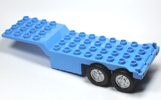 Duplo Trailer, Four Rear Wheels, Elevated Front End, 4 x 12 Studs with Gate Hinge in Medium Blue
