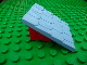 Duplo Roofpie﻿ce Slope 30 4 x 4 Shingle﻿d with a Red Base﻿﻿ in Medium Blue