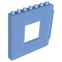 Duplo Building Wall 1 x 8 x 6 with Window Opening, Hinge on Right in Medium Blue