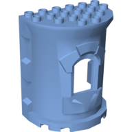 Duplo Building Wall, 4 x 6 x 6 Curved Turret (Castle) in Medium Blue