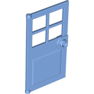 Door 1 x 4 x 6 with 4 Panes and Stud Handle in Medium Blue