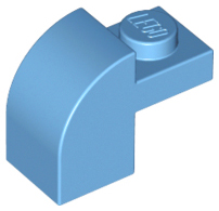 Brick Curved 1 x 2 x 1 1/3 with Curved Top in Medium Blue