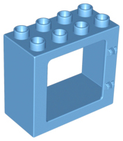 Duplo Door / Window Frame Flat Front Surface, Completely Open Back in Medium Blue