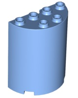 Cylinder Half 2 x 4 x 4 in Medium Blue