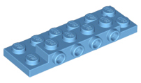 Plate Special 2 x 6 x 2/3 with 4 Studs on Side, 3 Support Walls on Bottom in Medium Blue