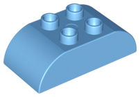 Duplo Brick 2 x 4 Curved Top in Medium Blue