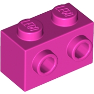 Brick Special 1 x 2 with 2 Studs on 1 Side in Dark Pink