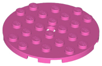 Plate Round 6 x 6 with Hole in Dark Pink