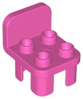 Duplo Chair with 4 Studs and Rounded Back in Dark Pink