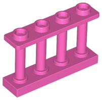 Fence Spindled 1 x 4 x 2 [4 Top Studs] in Dark Pink