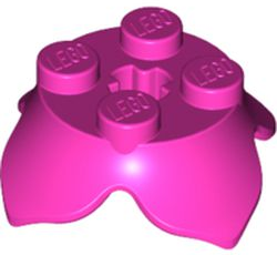 Plant, Leaves, Round 2 x 2 x 2/3 with + Axle Hole and 4 Leaf Extensions in Dark Pink