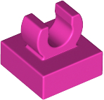 Tile Special 1 x 1 with Clip with Rounded Edges in Dark Pink