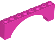 Brick Arch 1 x 8 x 2 Raised in Dark Pink