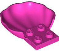 Animal Body Part, Clam / Scallop Half Shell with 4 Studs in Dark Pink