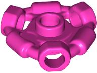 Plate Special 1 x 1 with Hole Through Stud, 3 Bars and 3 Bar Holes in Dark Pink