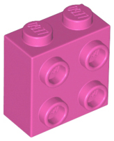 Brick Special 1 x 2 x 1 2/3 with 4 Studs on 1 Side in Dark Pink