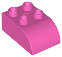 Duplo Brick 2 x 3 with Curved Top in Dark Pink