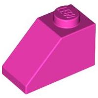 Brick Sloped 45° 2 x 1 with Bottom Pin in Dark Pink