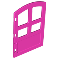 Duplo Door 1 x 4 x 4 with Four Panes, Different Size and Curved Top in Dark Pink