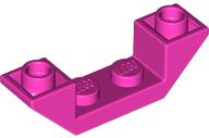 Brick Sloped Inverted 45° 4 x 1 Double with 1 x 2 Recessed in Dark Pink