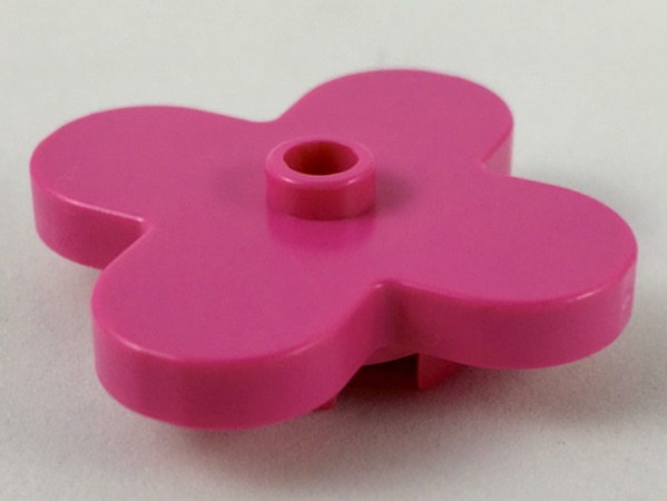 Flower 4 x 4 Rounded Petals with Center Stud in Dark Pink