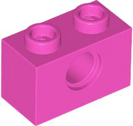 Technic Brick 1 x 2 [1 Pin Hole] in Dark Pink