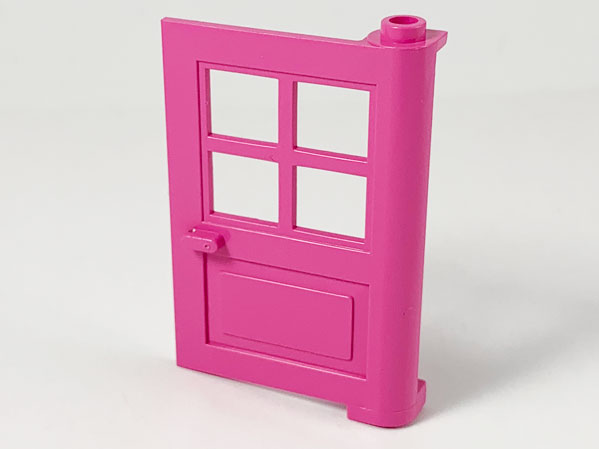 Door 1 x 4 x 5 with 4 Panes, Squared Base in Dark Pink
