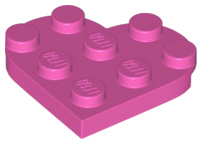 Plate Angled 3 x 3 with Heart Shape in Dark Pink