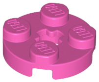 Plate Round 2 x 2 with Axle Hole Type 1 (+ Opening) in Dark Pink