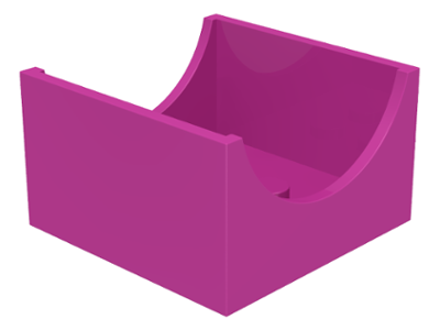 Box 4 x 4 x 2 Bottom with Semicircle Cut-out Ends in Dark Pink