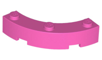 Brick Round Corner 4 x 4 Macaroni Wide with 3 Studs in Dark Pink