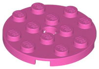 Plate Round 4 x 4 with Pin Hole in Dark Pink