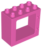 Duplo Door / Window Frame Flat Front Surface, Completely Open Back in Dark Pink